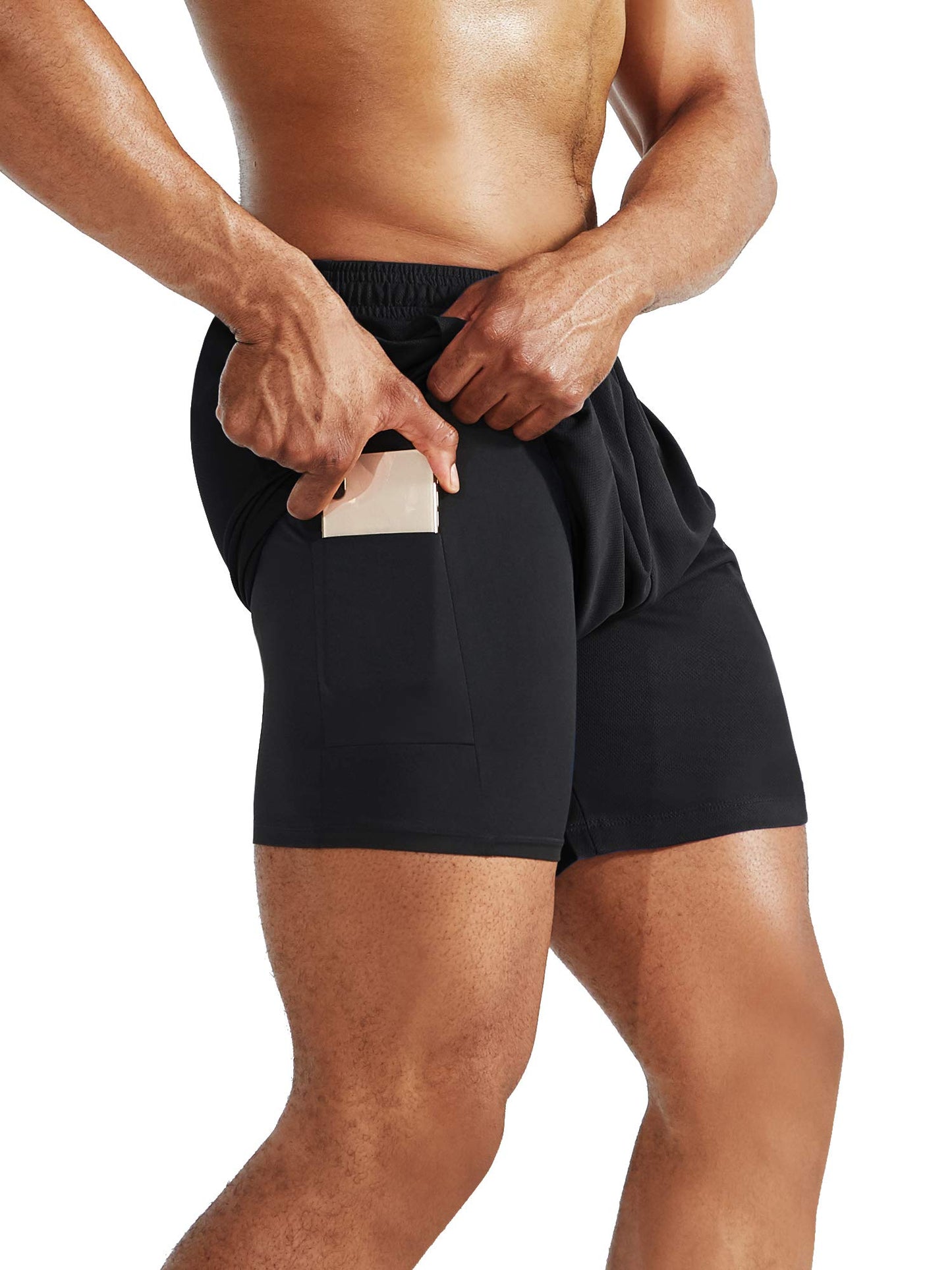 NELEUS Men's 2 in 1 Running Shorts with Liner,Dry Fit Workout Shorts with Pockets,6070,3 Pack,Black/Grey/Red,X-Large