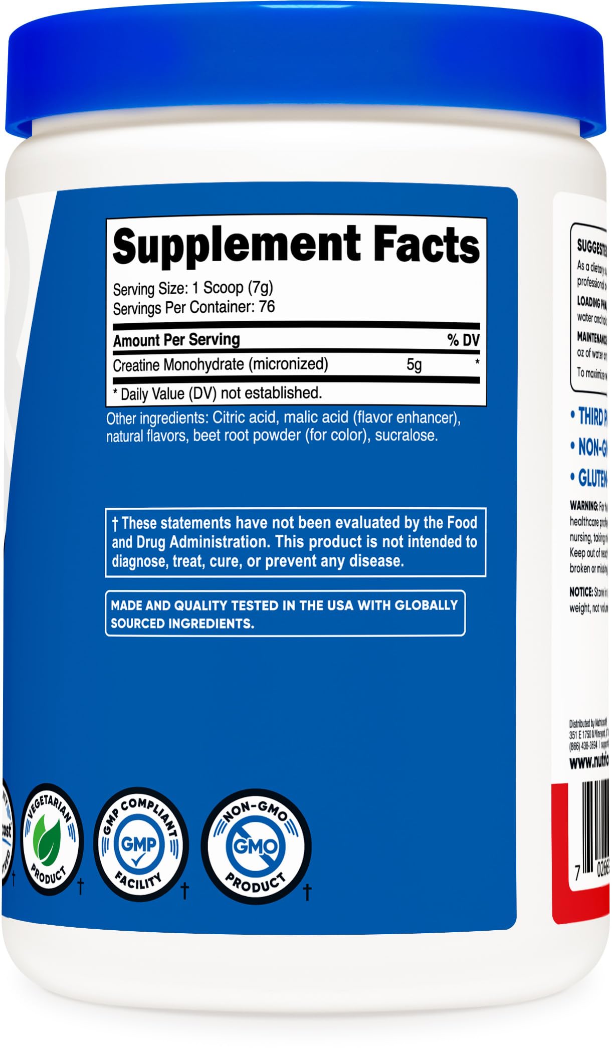 Nutricost Creatine Monohydrate Powder (Fruit Punch, 500 Gram)
