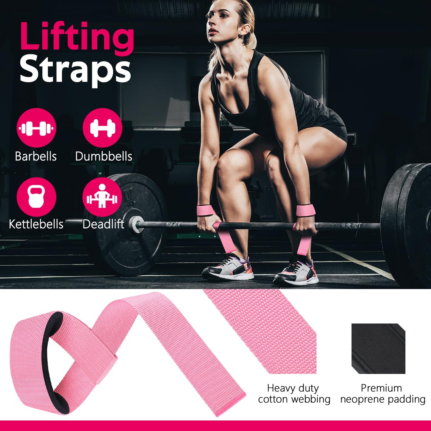 WALITO 8Pcs Barbell Pad Set for Hip Thrust - Squat Pad,Gym Accessories for Women with Bar Bad,Bench Press, with Gym Ankle Straps,Resistance Bands for Working Out,Lifting Strap,Carry Bag