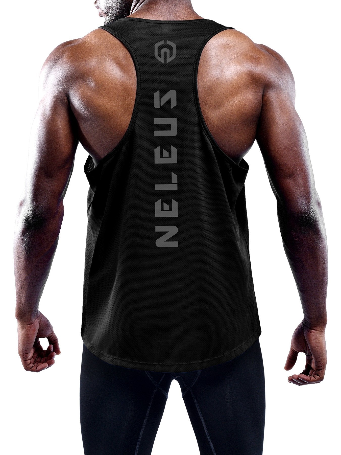 NELEUS Men's 3 Pack Dry Fit Muscle Tank Workout Gym Shirt,5031,Black,Navy,Grey,M,EU L