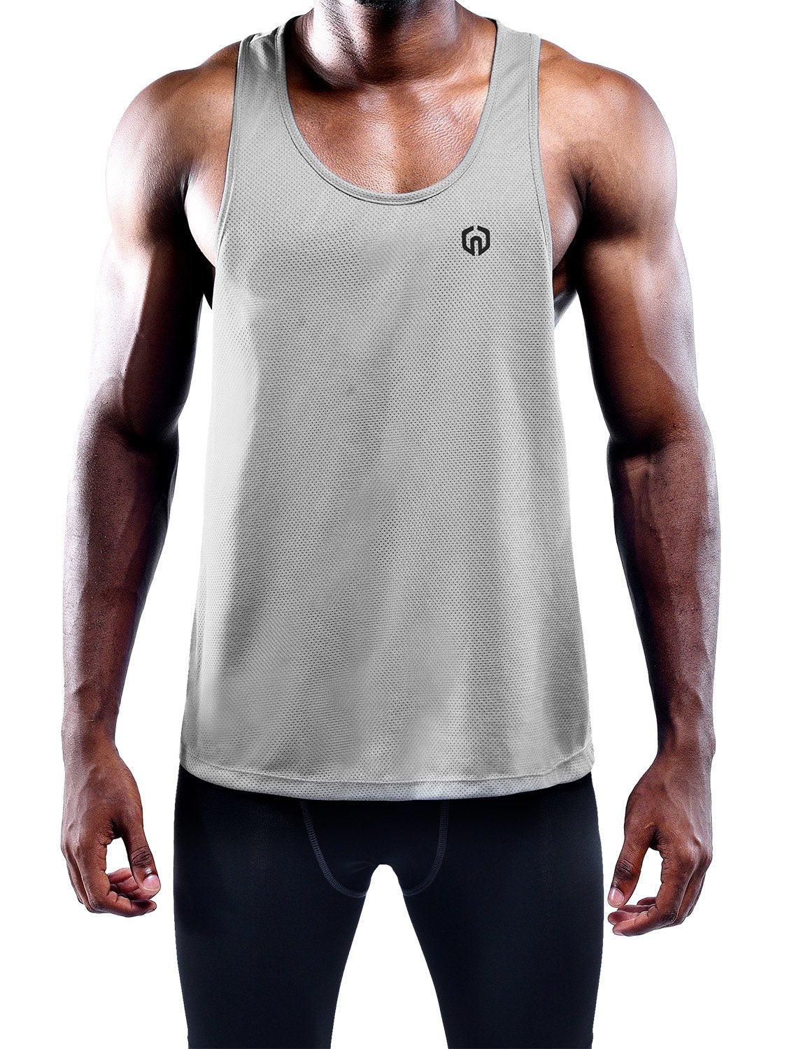 NELEUS Men's 3 Pack Dry Fit Muscle Tank Workout Gym Shirt,5031,Black,Navy,Grey,M,EU L