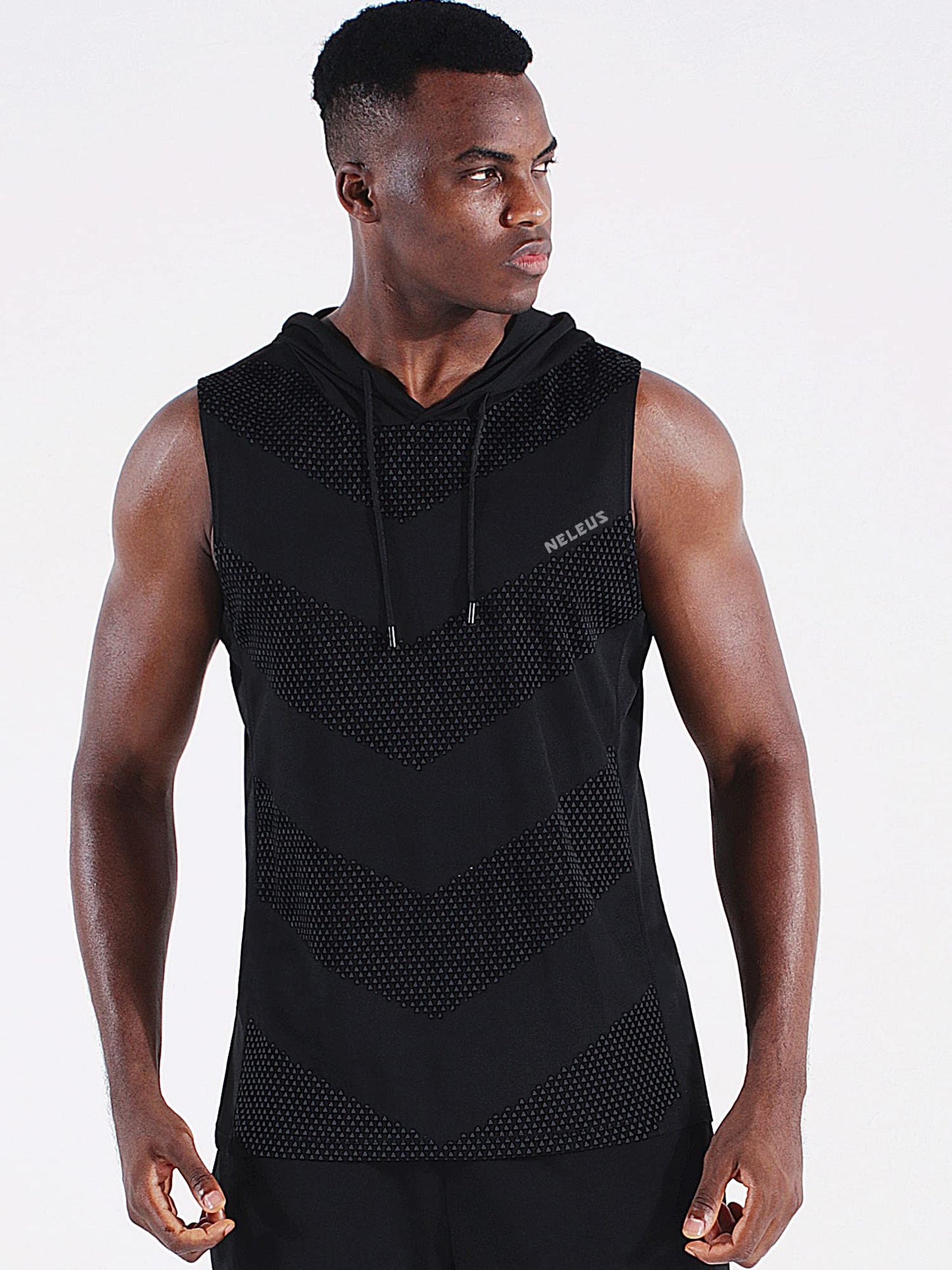 NELEUS Men's Workout Tank Tops Sleeveless Running Shirts with Hoodie,5098,3 Pack,Black/Black/Black,XL